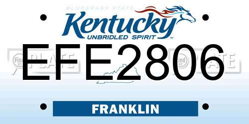 EFE2806 Kentucky License Plate