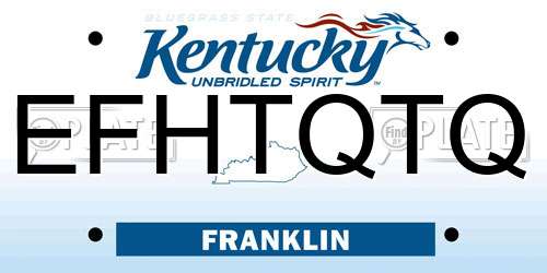 EFHTQTQ Kentucky License Plate