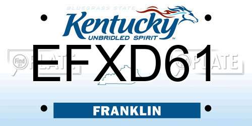 EFXD61 Kentucky License Plate