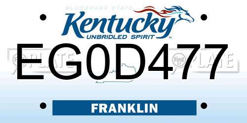 EG0D477 Kentucky License Plate