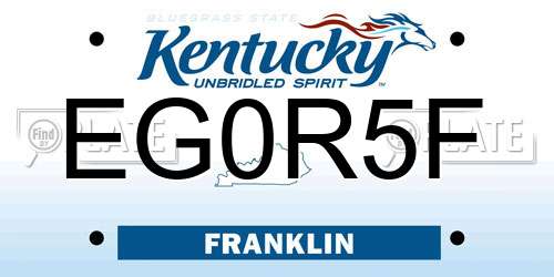 EG0R5F Kentucky License Plate