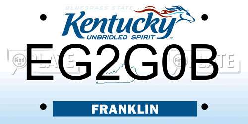 EG2G0B Kentucky License Plate