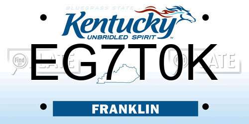 EG7T0K Kentucky License Plate