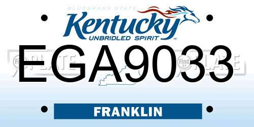 EGA9033 Kentucky License Plate