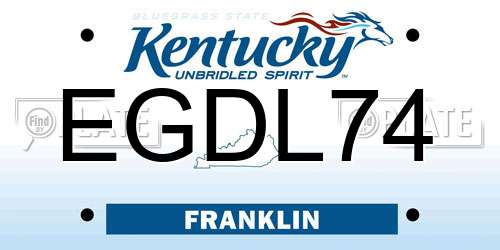 EGDL74 Kentucky License Plate