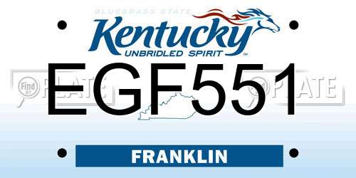EGF551 Kentucky License Plate
