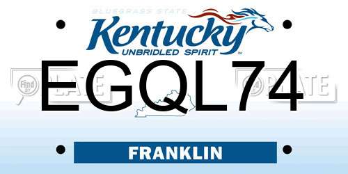 EGQL74 Kentucky License Plate