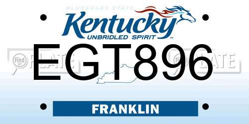 EGT896 Kentucky License Plate