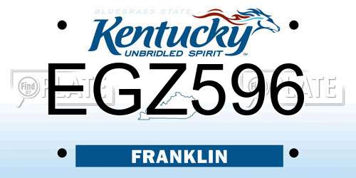 EGZ596 Kentucky License Plate