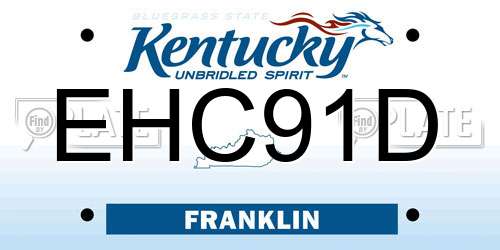 EHC91D Kentucky License Plate