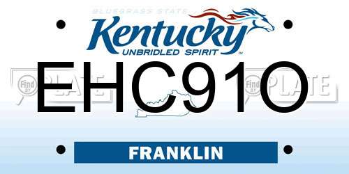 EHC91O Kentucky License Plate