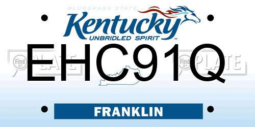 EHC91Q Kentucky License Plate