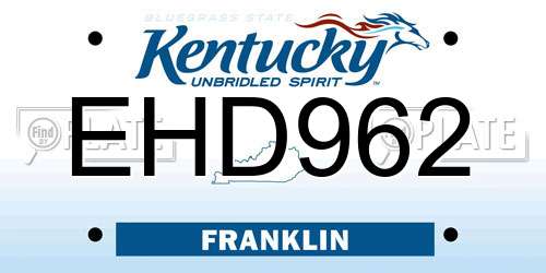 EHD962 Kentucky License Plate