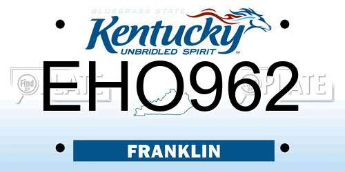 EHO962 Kentucky License Plate