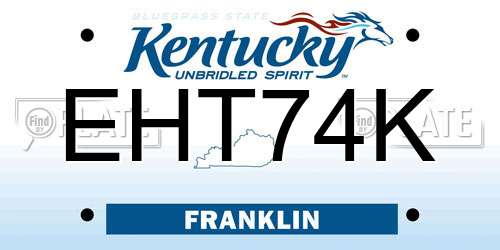 EHT74K Kentucky License Plate