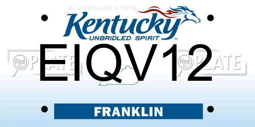 EIQV12 Kentucky License Plate