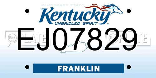 EJ07829 Kentucky License Plate