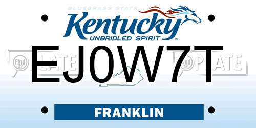 EJ0W7T Kentucky License Plate