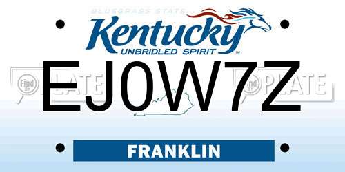 EJ0W7Z Kentucky License Plate
