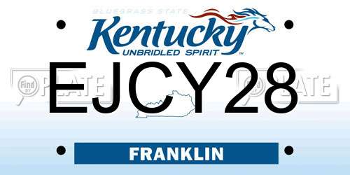 EJCY28 Kentucky License Plate