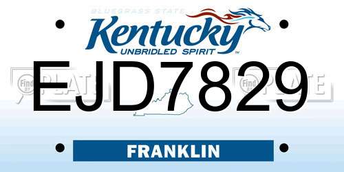 EJD7829 Kentucky License Plate