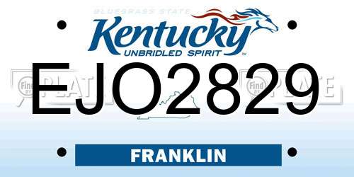 EJO2829 Kentucky License Plate