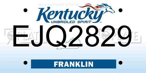 EJQ2829 Kentucky License Plate