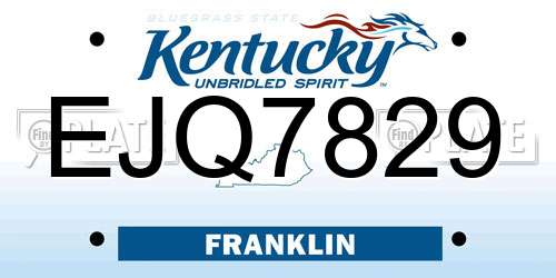 EJQ7829 Kentucky License Plate