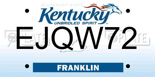 EJQW72 Kentucky License Plate