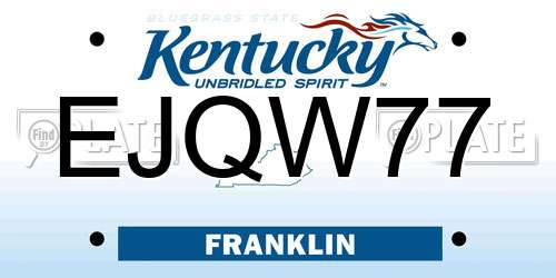 EJQW77 Kentucky License Plate