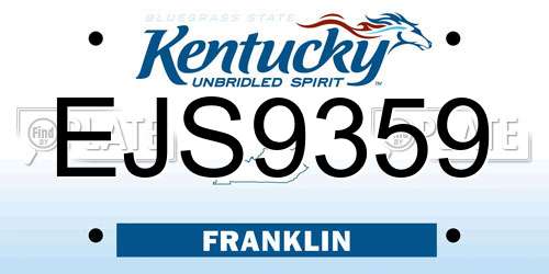 EJS9359 Kentucky License Plate