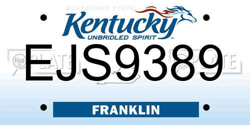 EJS9389 Kentucky License Plate
