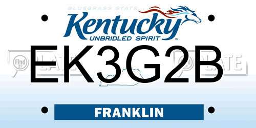 EK3G2B Kentucky License Plate