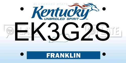 EK3G2S Kentucky License Plate