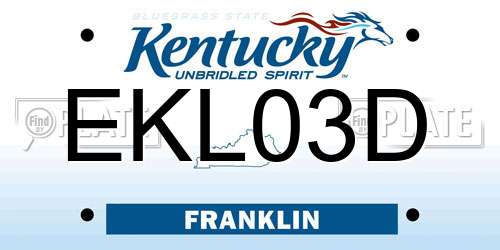 EKL03D Kentucky License Plate