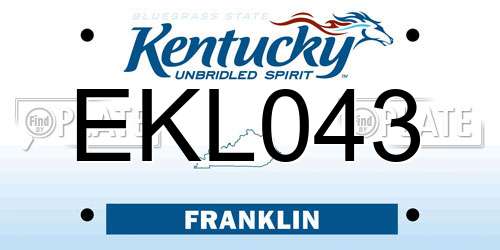 EKL043 Kentucky License Plate