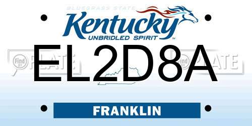EL2D8A Kentucky License Plate