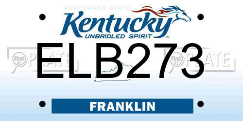 ELB273 Kentucky License Plate