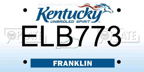 ELB773 Kentucky License Plate
