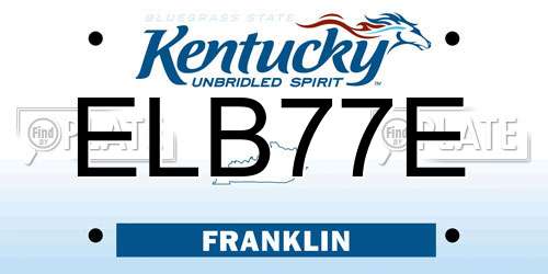 ELB77E Kentucky License Plate