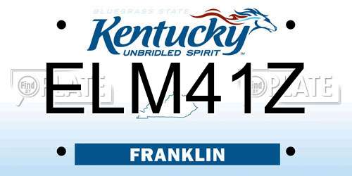 ELM41Z Kentucky License Plate