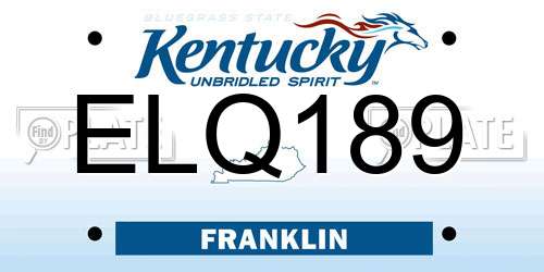 ELQ189 Kentucky License Plate