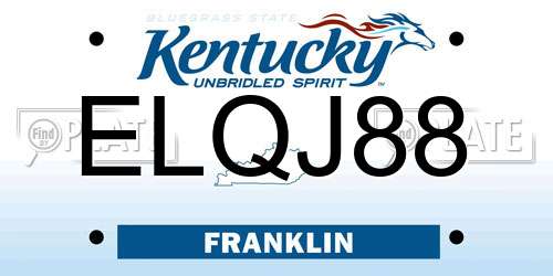 ELQJ88 Kentucky License Plate