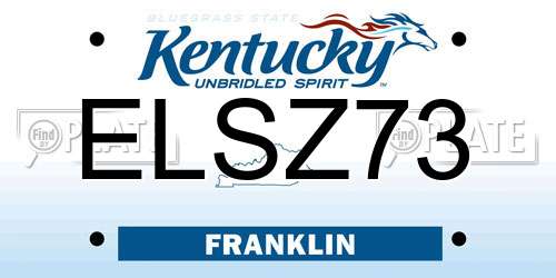 ELSZ73 Kentucky License Plate