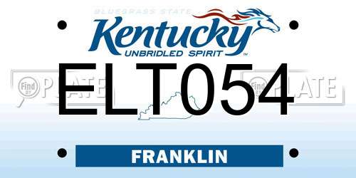 ELT054 Kentucky License Plate