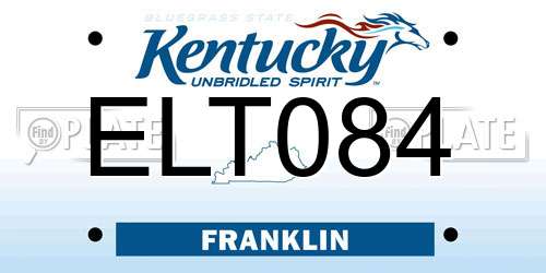 ELT084 Kentucky License Plate