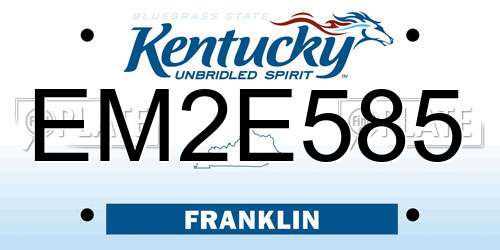 EM2E585 Kentucky License Plate