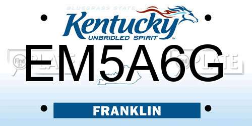 EM5A6G Kentucky License Plate