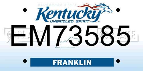 EM73585 Kentucky License Plate