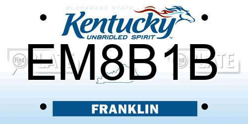 EM8B1B Kentucky License Plate